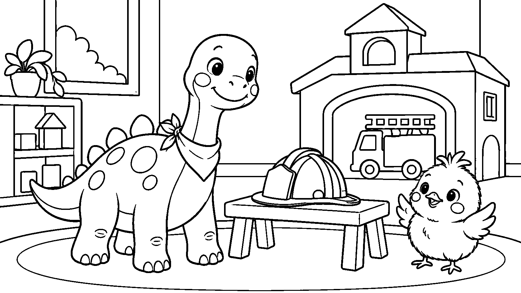Riko Meets Community Helpers — Coloring page sample