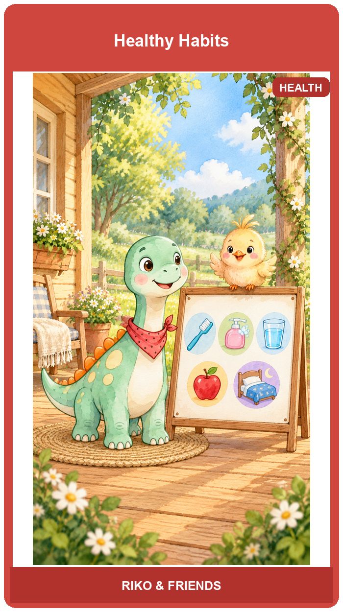 Riko's Healthy Habit Day — Flash card sample
