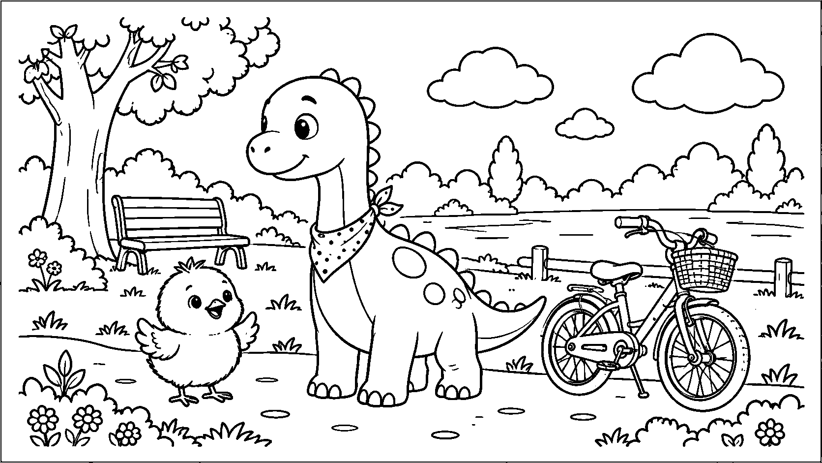 Riko Rides Through Town — Coloring page sample
